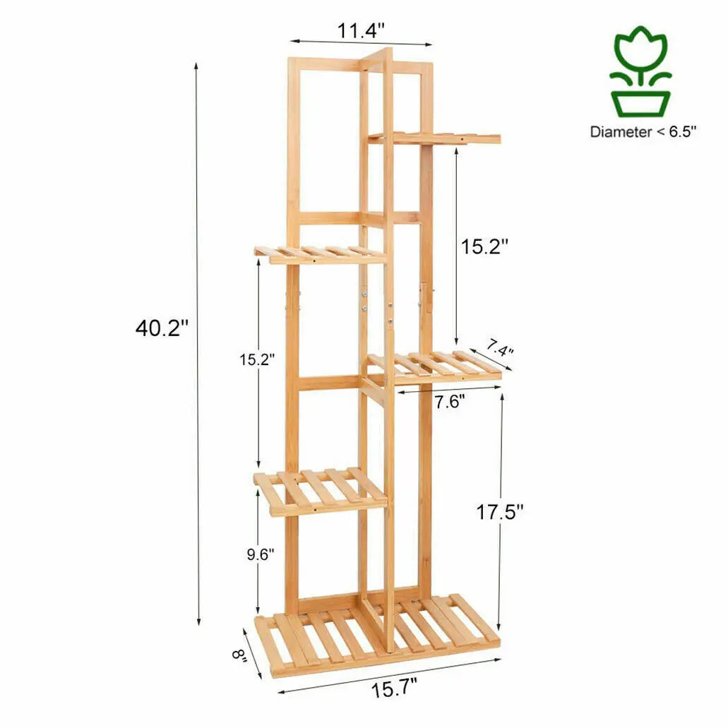 Bamboo 5 Tier Plant Stand Rack Indoor Outdoor