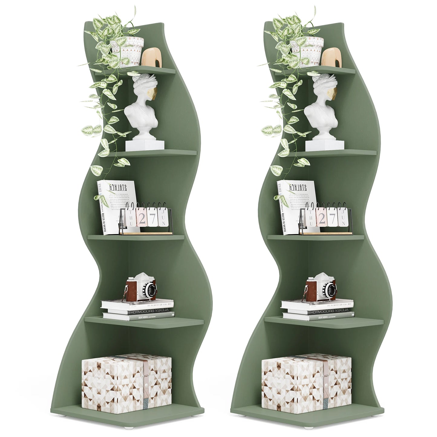 5-Tier Corner Shelf Wall Bookshelf Plant Stand