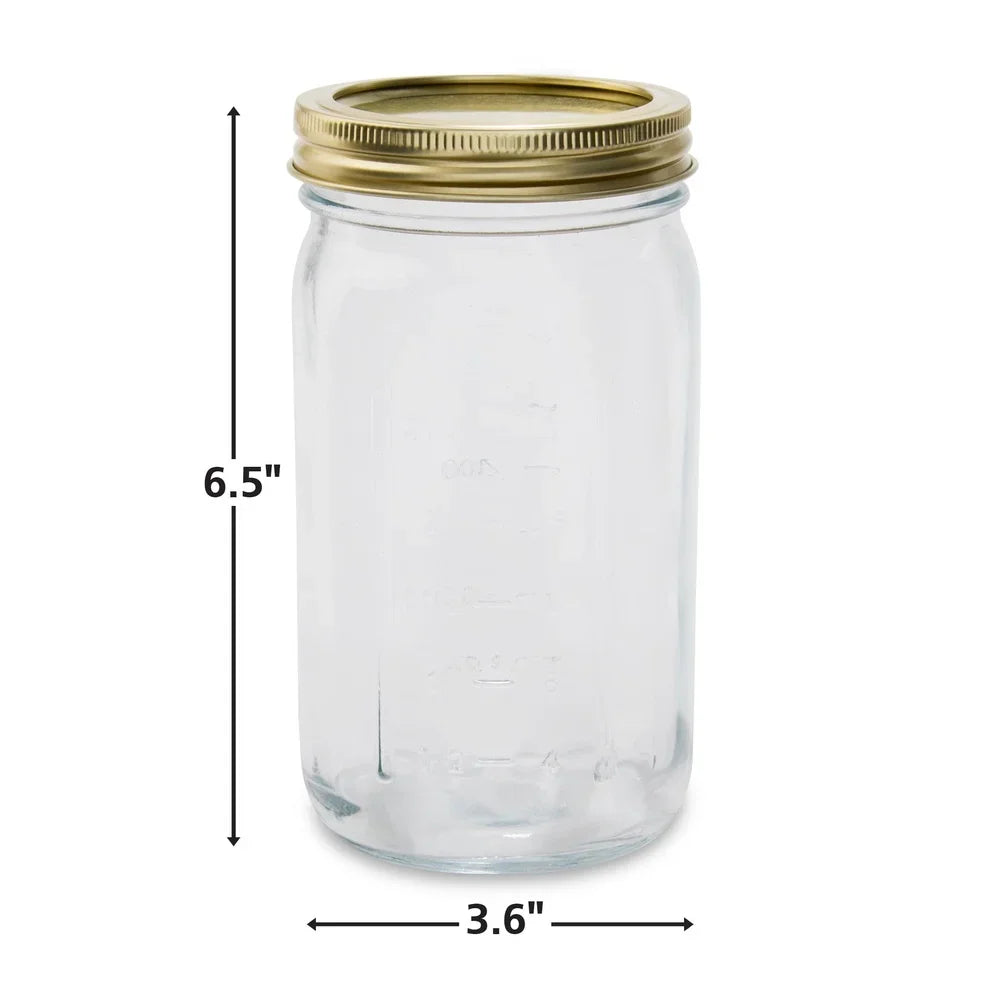 EZHomeEssentials Clear Glass Wide Mouth Jars Airtight Seal