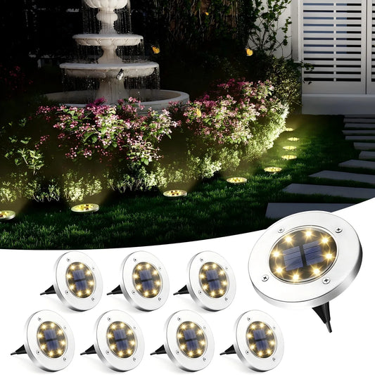 EZHomeEssentials Solar Lights 8 LED Outdoor Garden Pathway