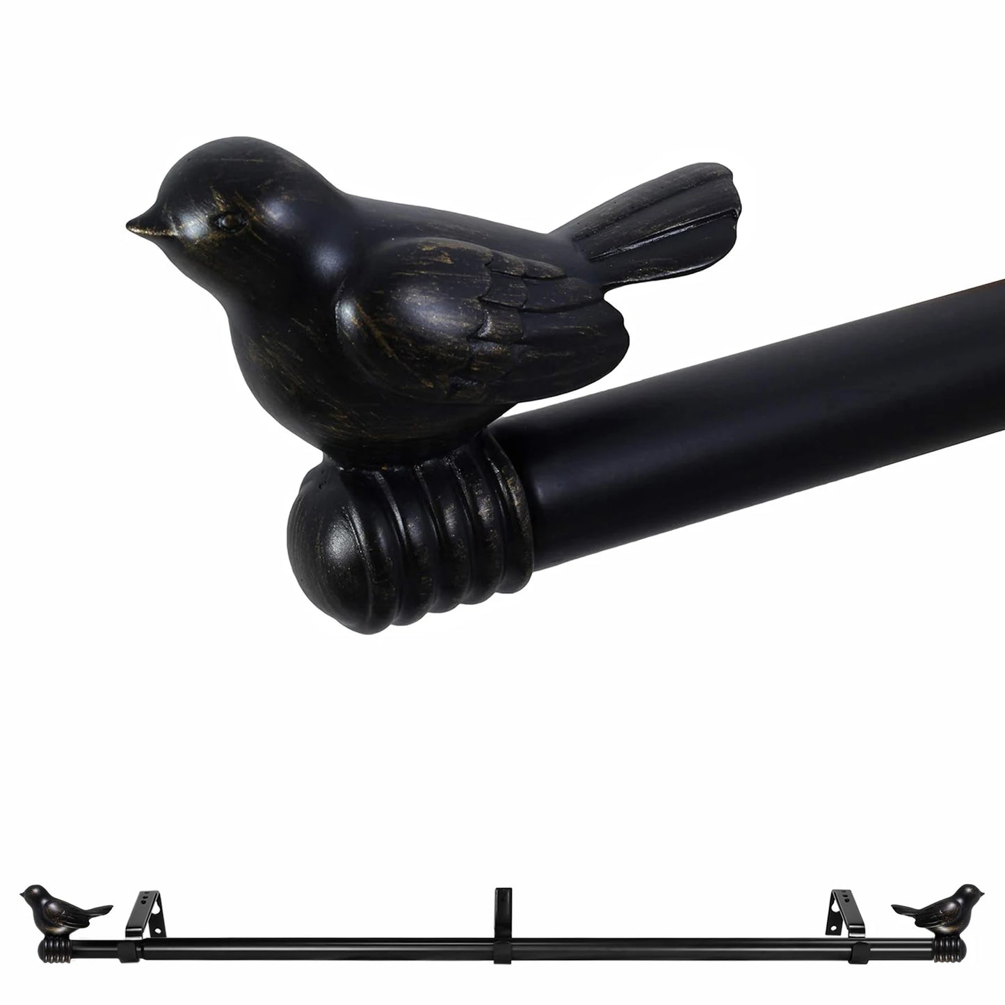 Guangdong Telescopic Curtain Rod Set With Decorative Bird Finials