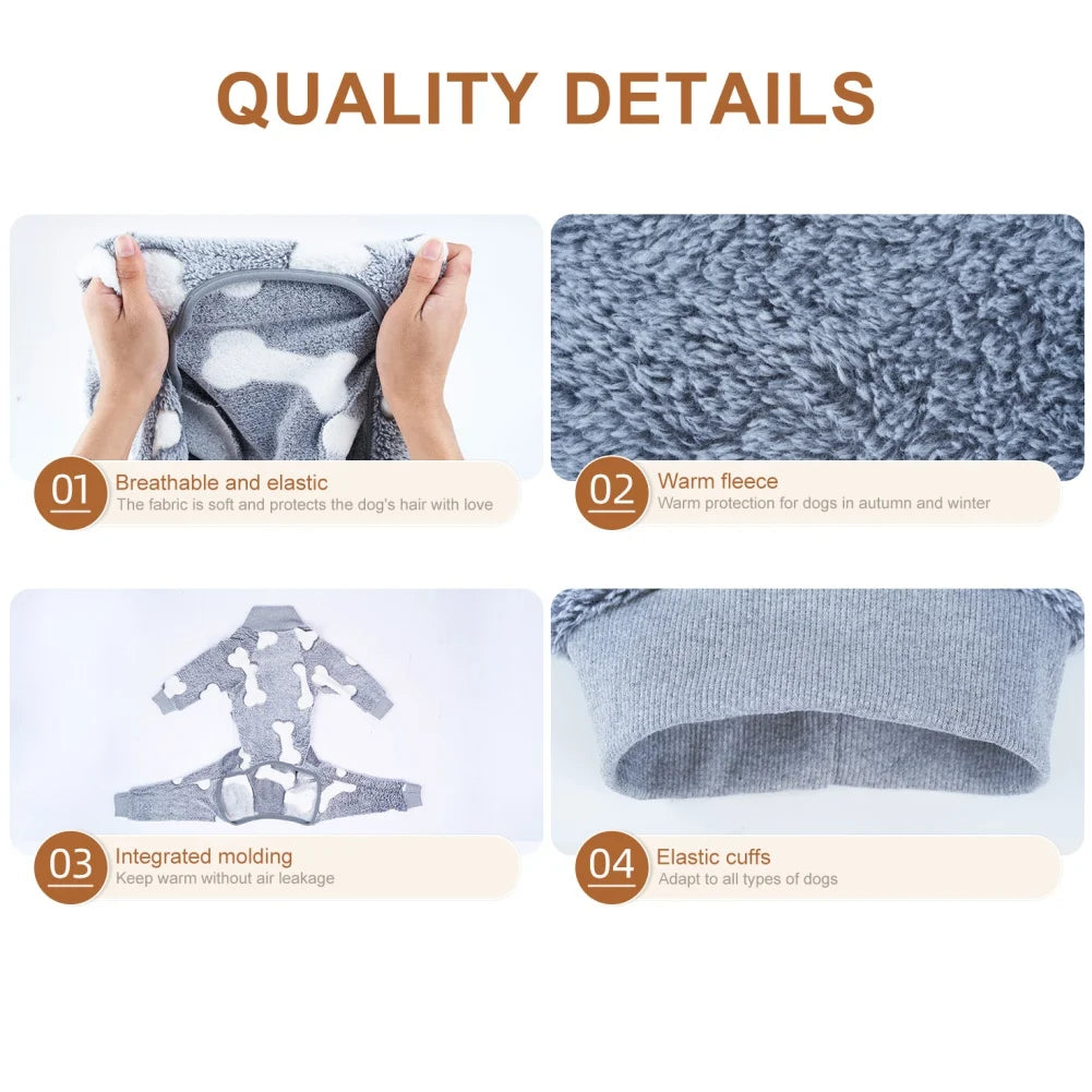 Fleece Dog Jumpsuit Winter Pajamas For Dogs