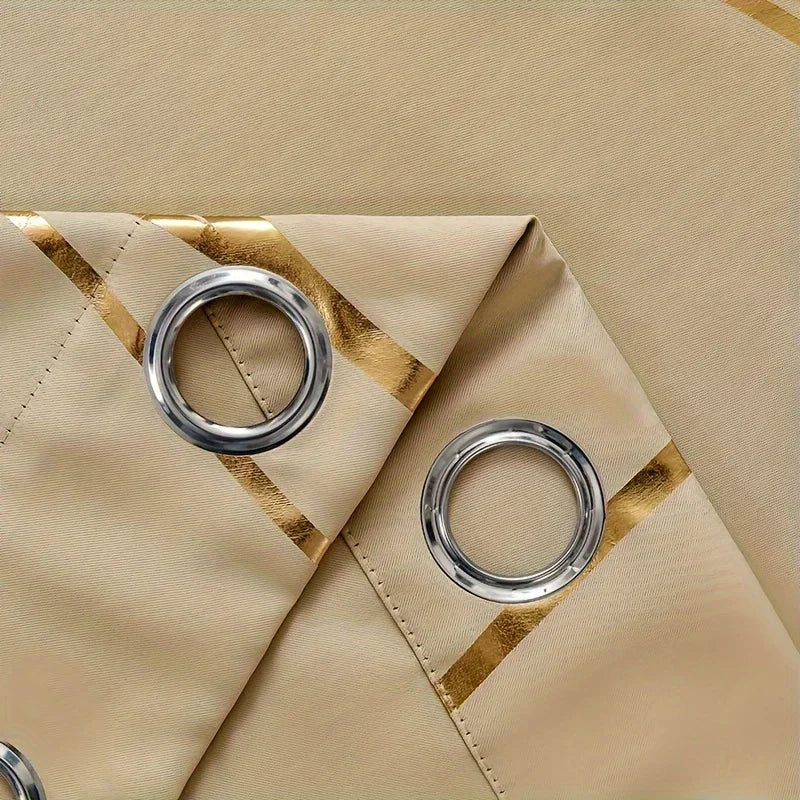 Golden Wave Circle Blackout Drapes with Grommets