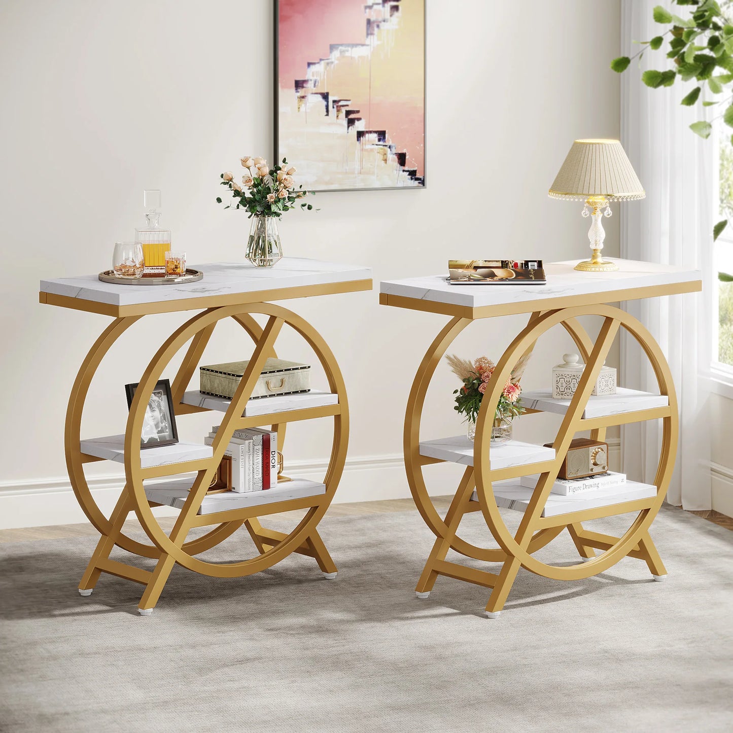 Tribesigns End Table for Living Room 3-Tier with Storage