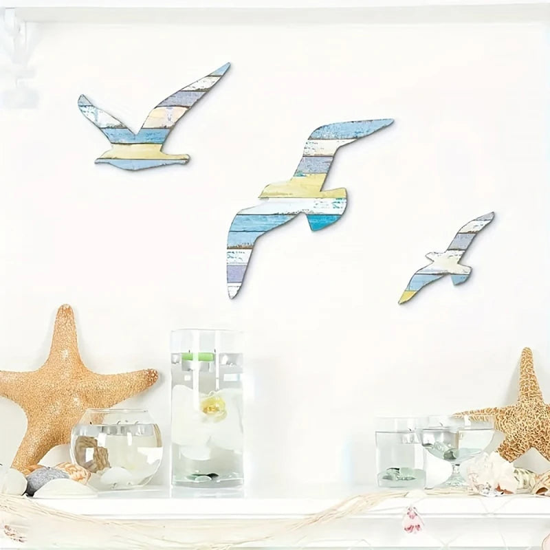 Hign Concerned Seagull Wall Decor 3 Piece Set Nautical