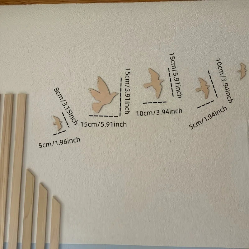 OtherChoice Scandinavian Wooden Bird Wall Stickers Nursery