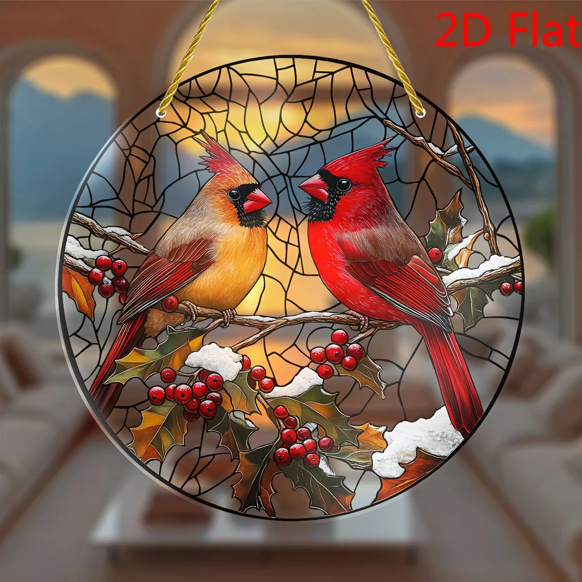 Hign-concerned Bird Themed 2D Acrylic Cardinal Suncatcher