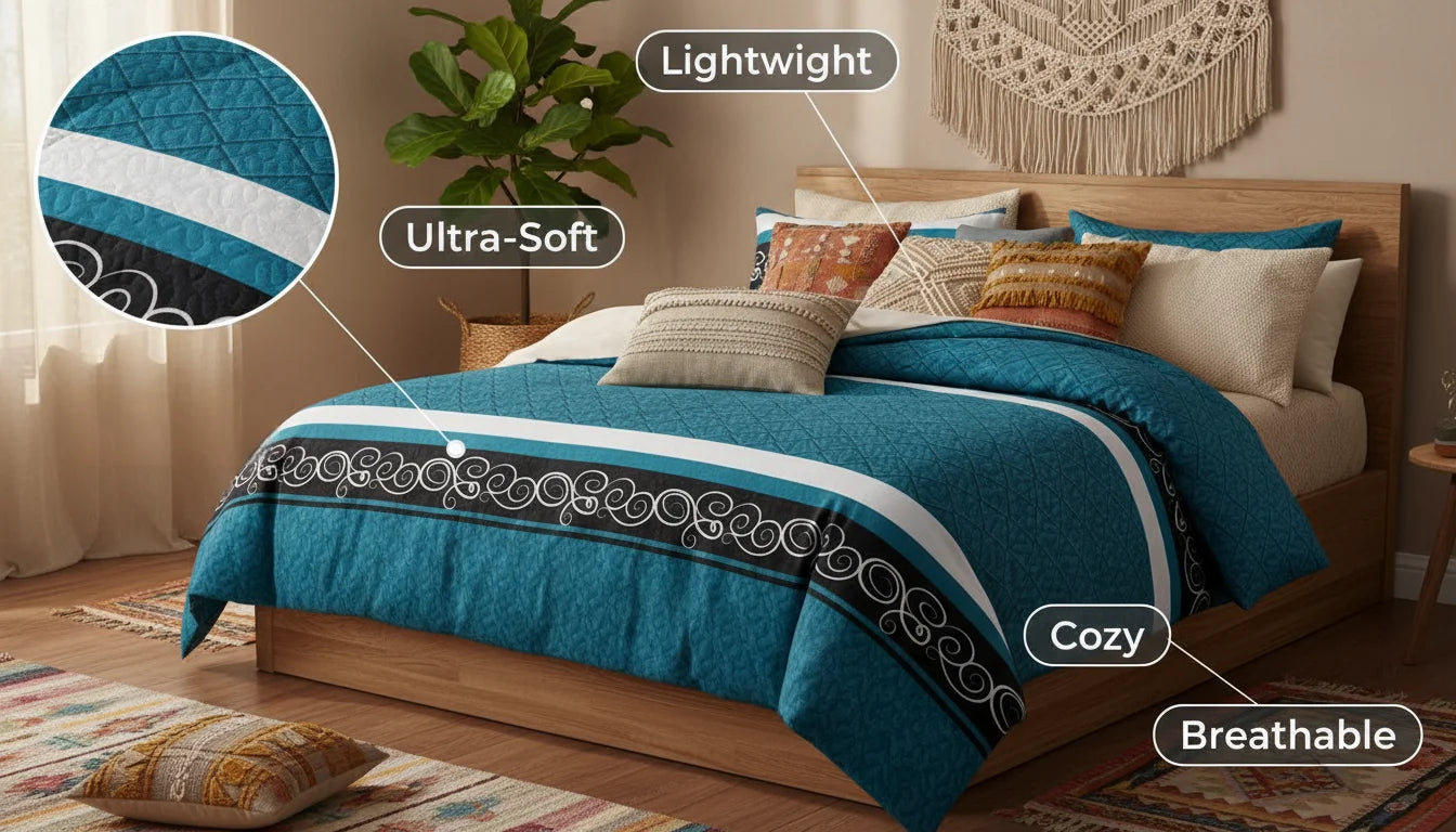 Bedspread Set With Curtains 9 Piece Machine Washable
