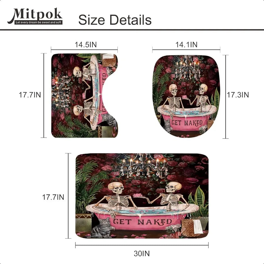 Origin Gothic Skull Shower Curtain Set Halloween Bath Decor
