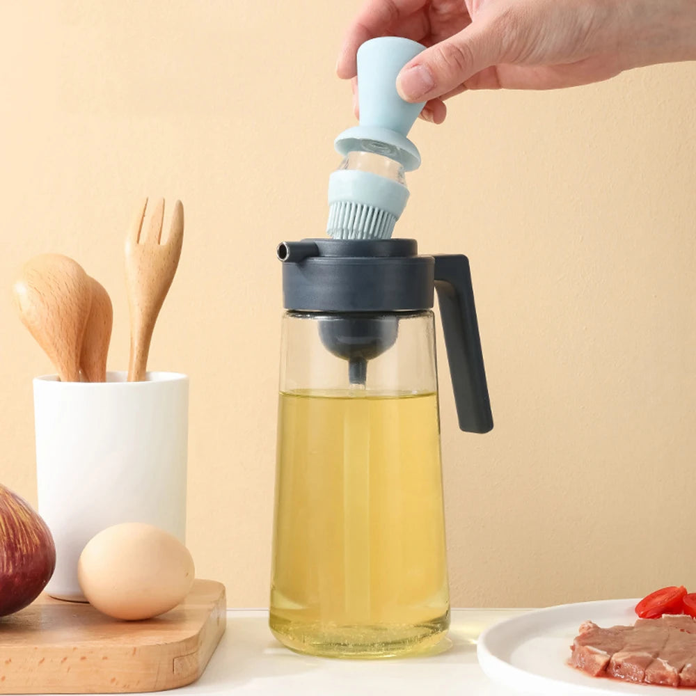 Glass Oil Bottle With Silicone Brush 2 In 1