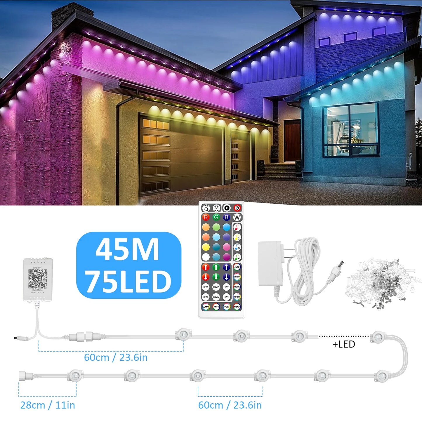EZHomeEssentials RGB Outdoor LED Lights With App And Remote