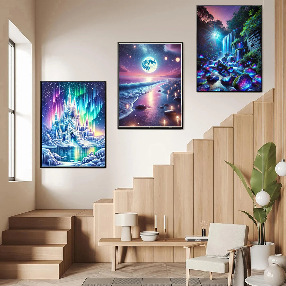 Frame Diamond Painting Kits 5D Round Drill Scenery Patterns