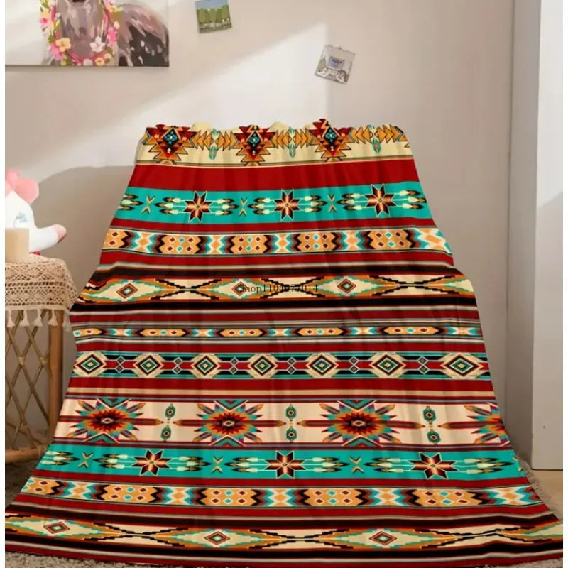 Craft of Weaving Tribal Aztec Blanket Fluffy Cover All Ages