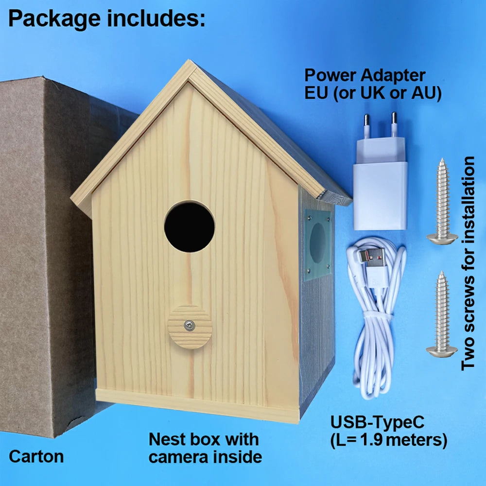 Camnsmart Smart Bird House 4MP HD WiFi Birdbox Camera For Real Time Monitoring