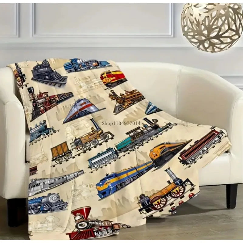 Craft of Weaving Retro Train Throw Blanket Illustration