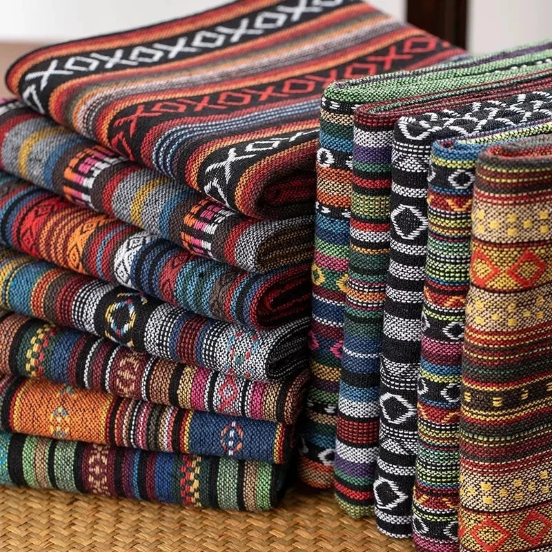 EZHomeEssentials Ethnic Style Cotton Linen Patchwork Fabric