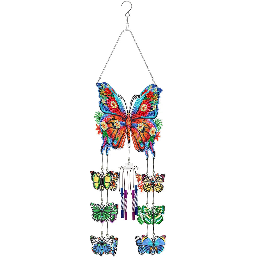 Form Diamond Painting Flower Butterflies Wind Chimes