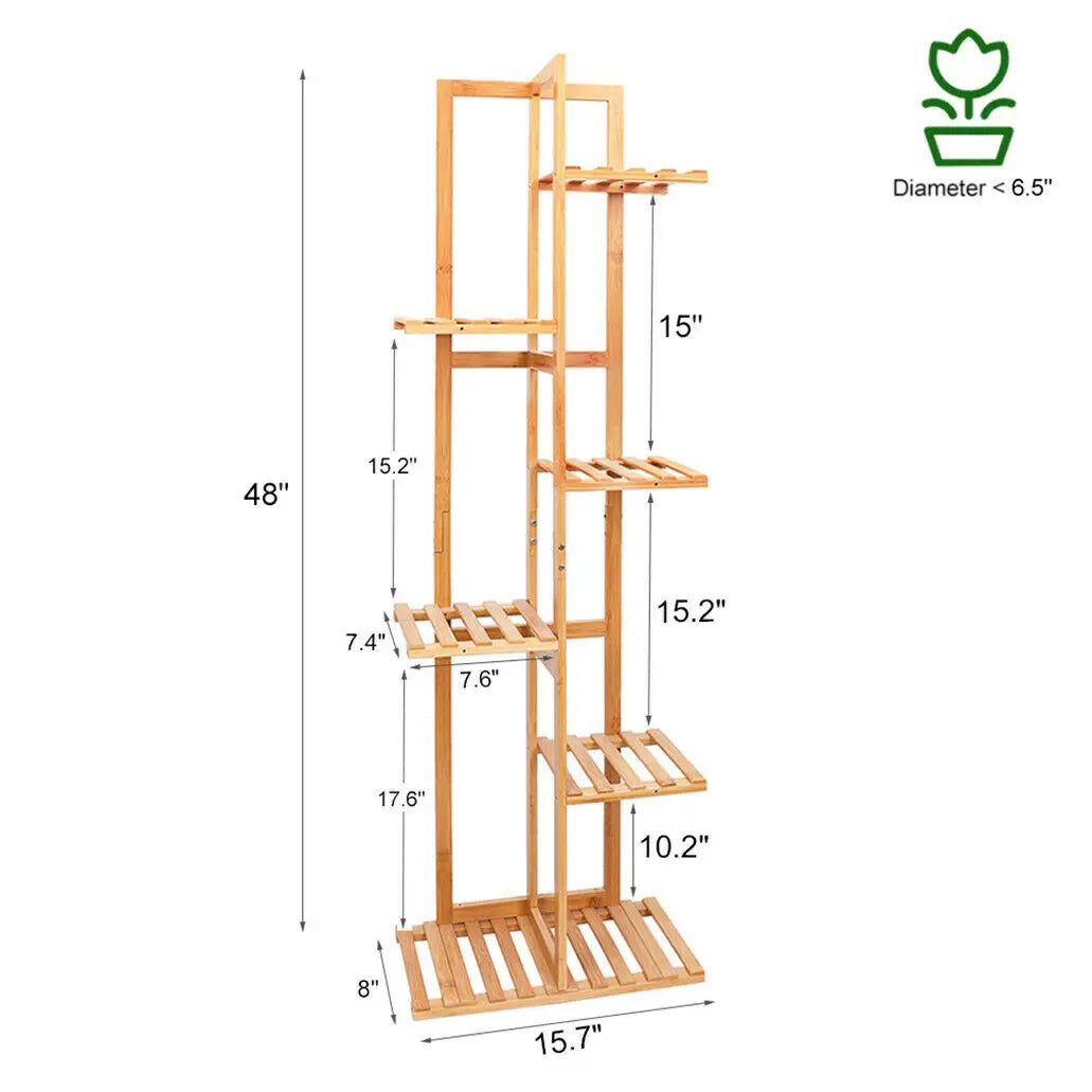 Bamboo 5 Tier Plant Stand Rack Indoor Outdoor