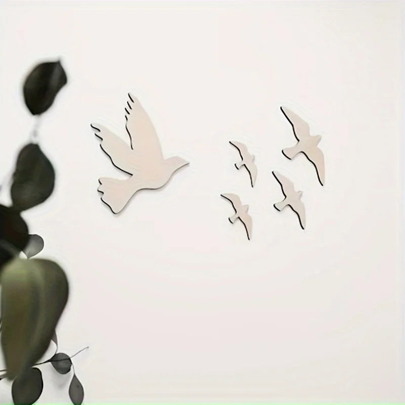 OtherChoice Scandinavian Wooden Bird Wall Stickers Nursery