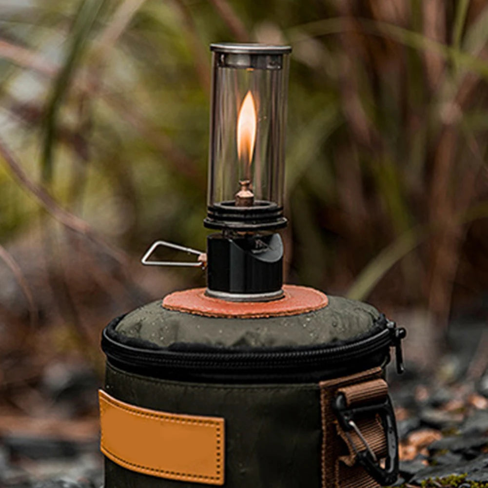 Portable Camping Gas Lantern Tent Night Light Windproof Outdoor Butane Gas Candle Light for Emergency Fishing Picnic Gas Lamp