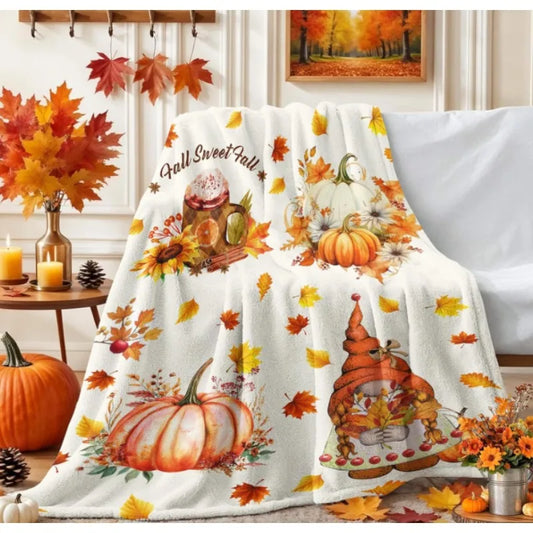 Craft Of Weaving Fall Pumpkin Gnome Throw Blanket Gift