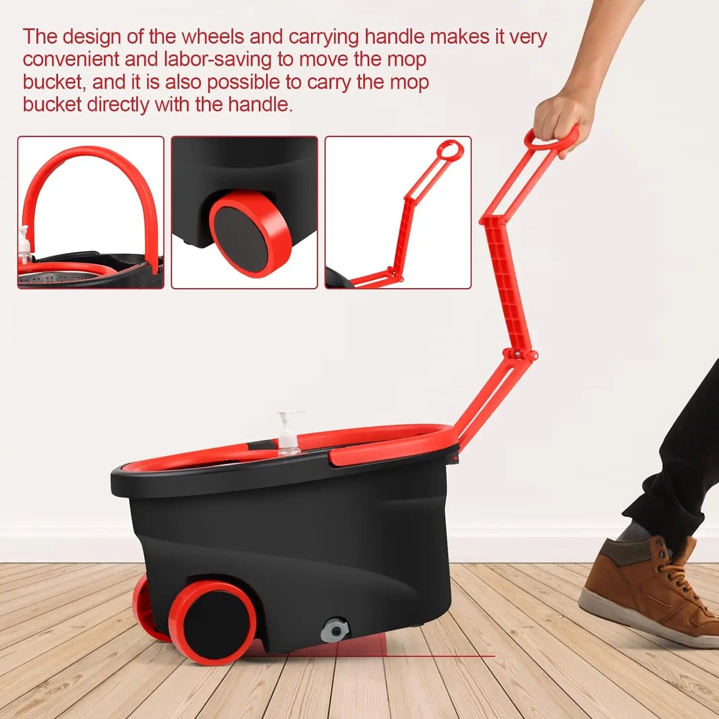 EZHomeEssentials Spin Mop Bucket Set With Replacement Heads