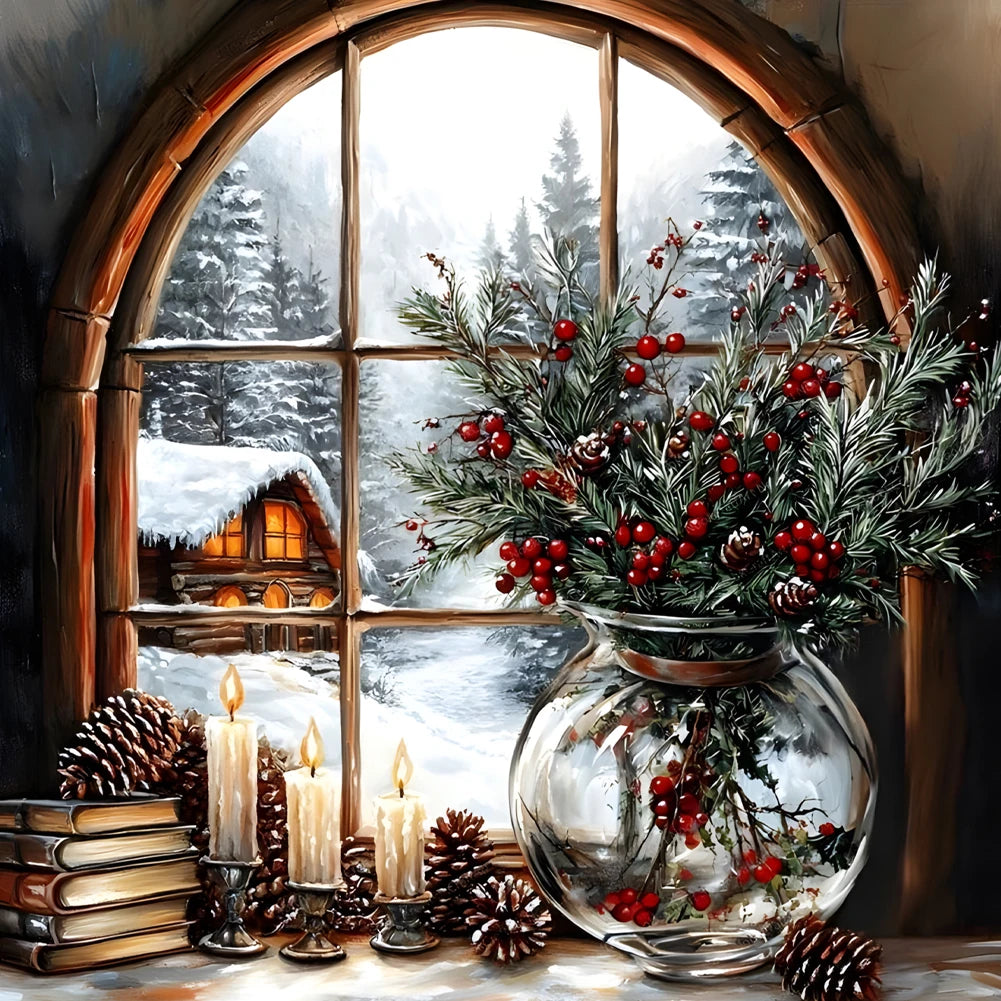 Canvas 5D Diamond Painting Xmas Snow View Kit Home Decor