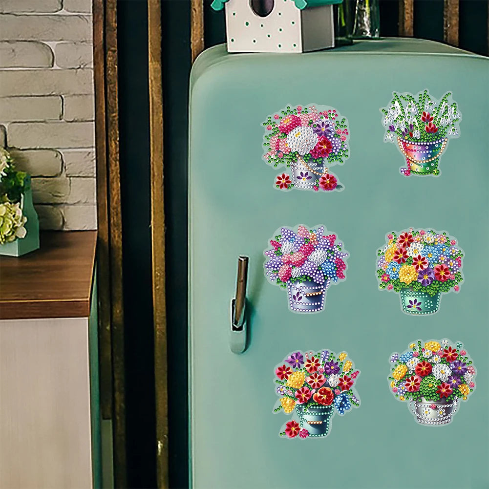 Shunmaii Special Shape Diamond Painting Flower Fridge Magnets Sticker Kit For Refrigerator Diy Decor