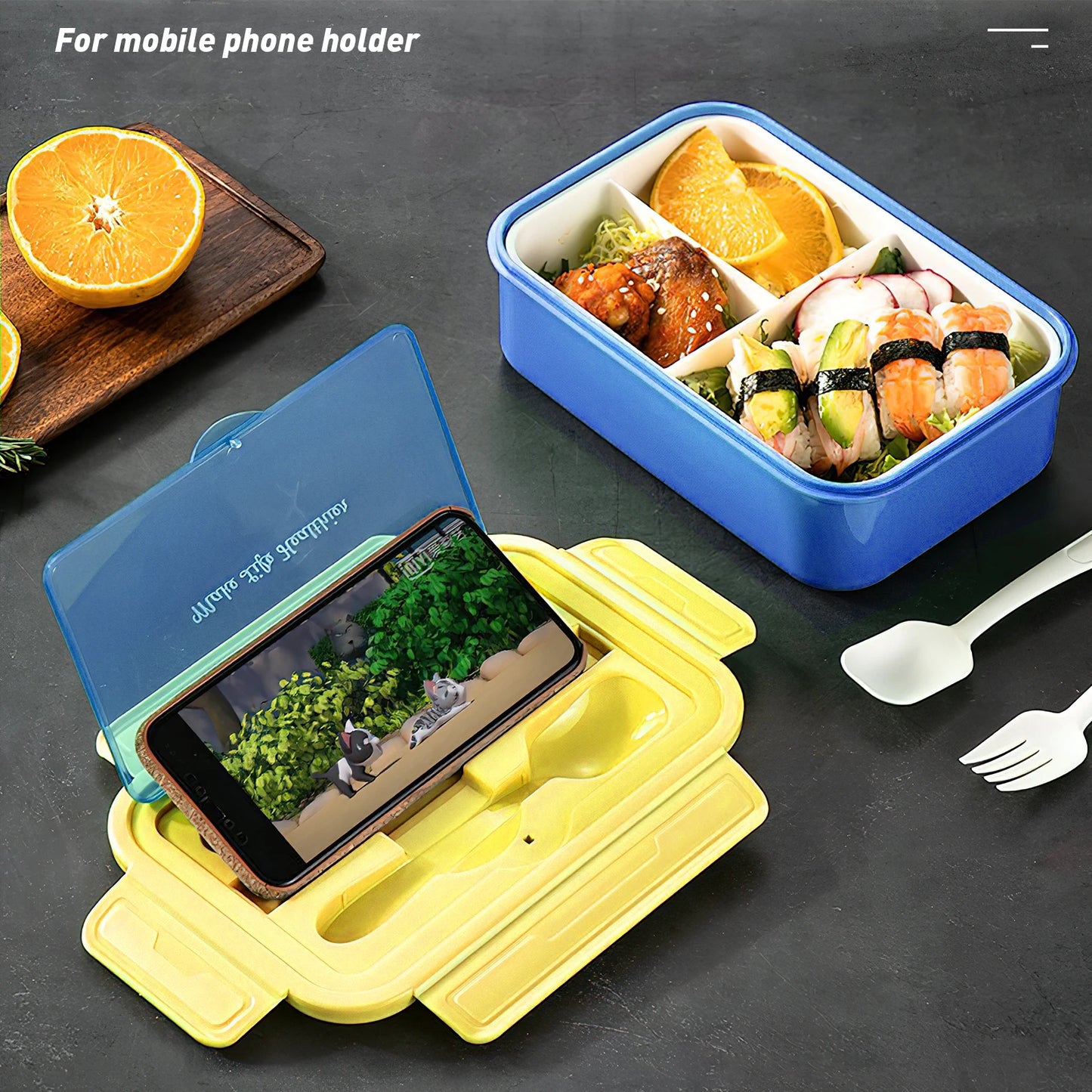 Leak-Proof Portable Bento Lunch Box With Fork And Spoon