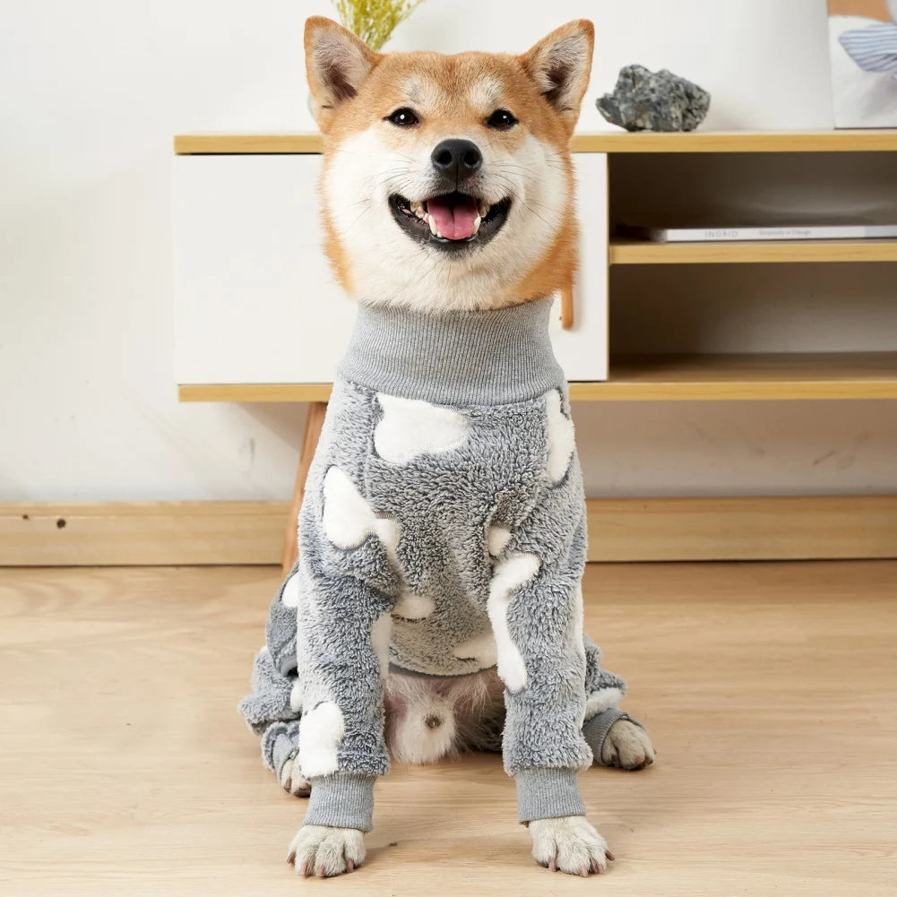 Fleece Dog Jumpsuit Winter Pajamas For Dogs