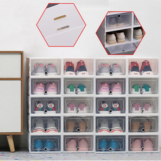 EZHomeEssentials Transparent Shoe Box Stackable Organizers