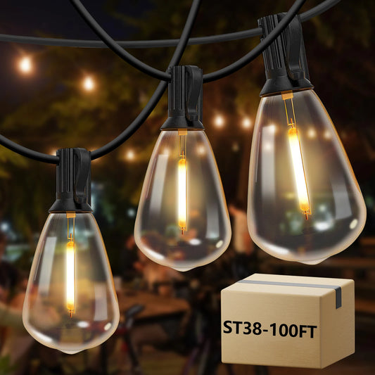 EZHomeEssentials 24 Edison Globe LED Outdoor String Lights Connectable