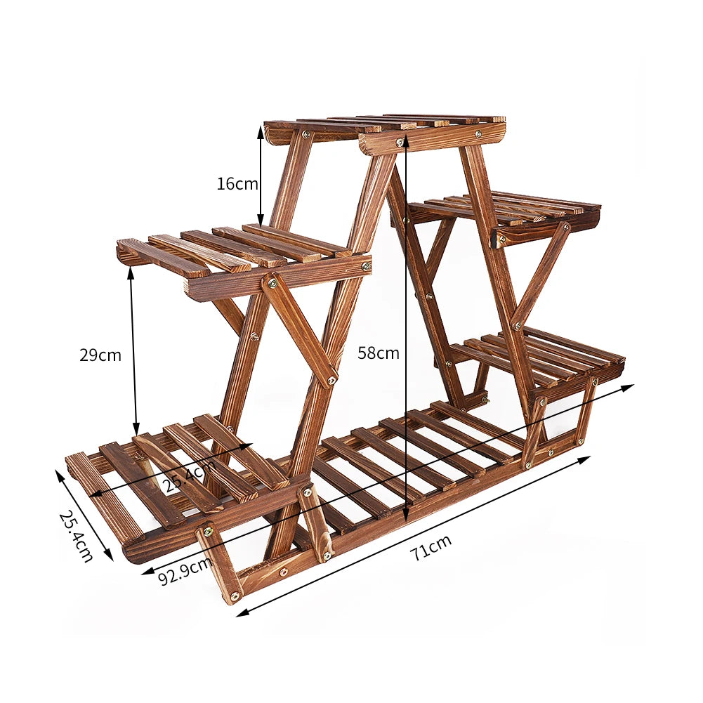 6 Tier Wooden Plant Stand Corner Display Indoor Outdoor
