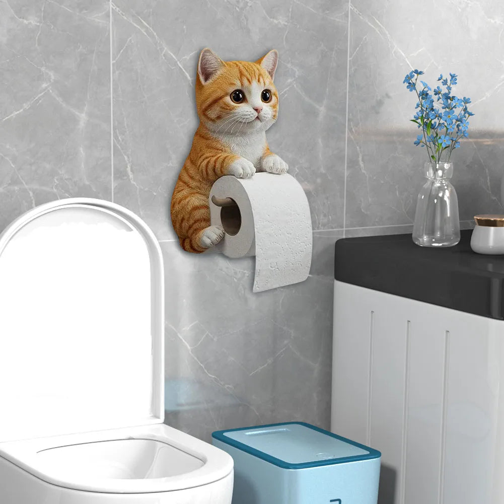 Cat Paper Holder Wall Mount Toilet Paper Holder Bathroom