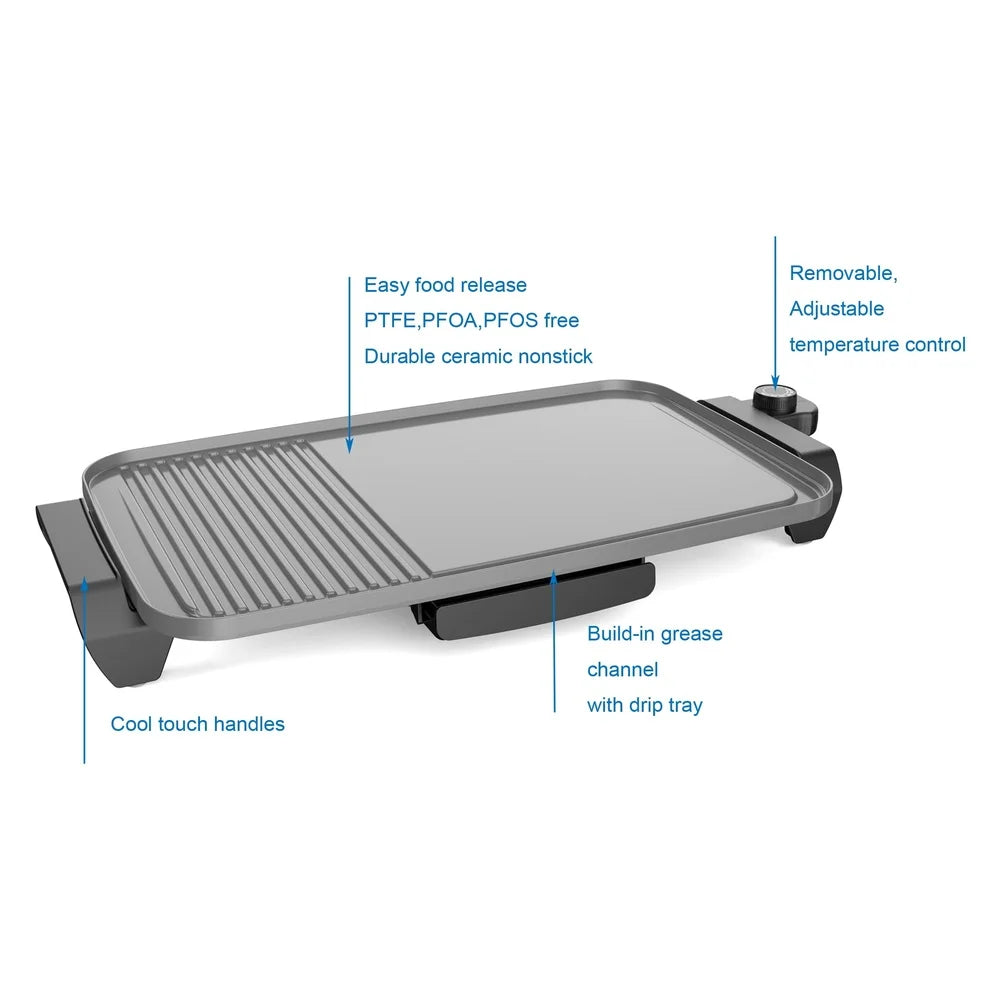 XMSJ Electric Ceramic Griddle Nonstick 1500W Temp Control