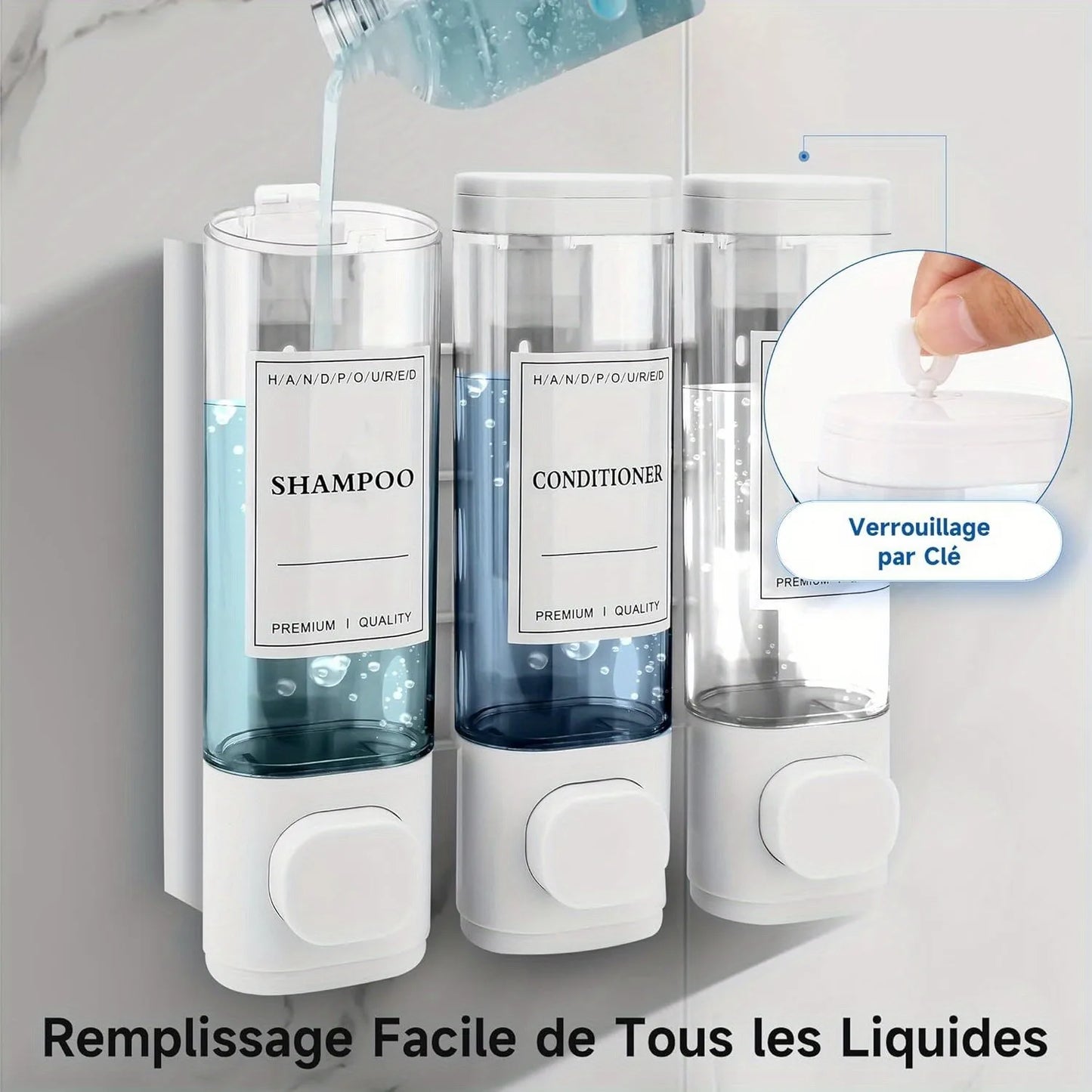 Hign-concerned Wall Mounted 3 in 1 Shower Gel Dispenser ABS