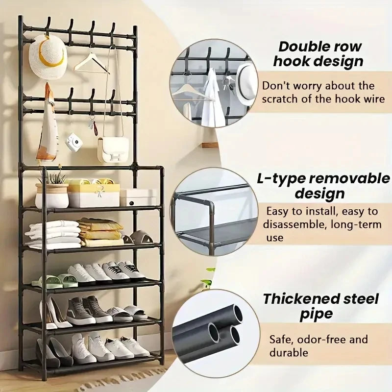 EZHomeEssentials Iron Shoe Hanger And Hallway Organizer