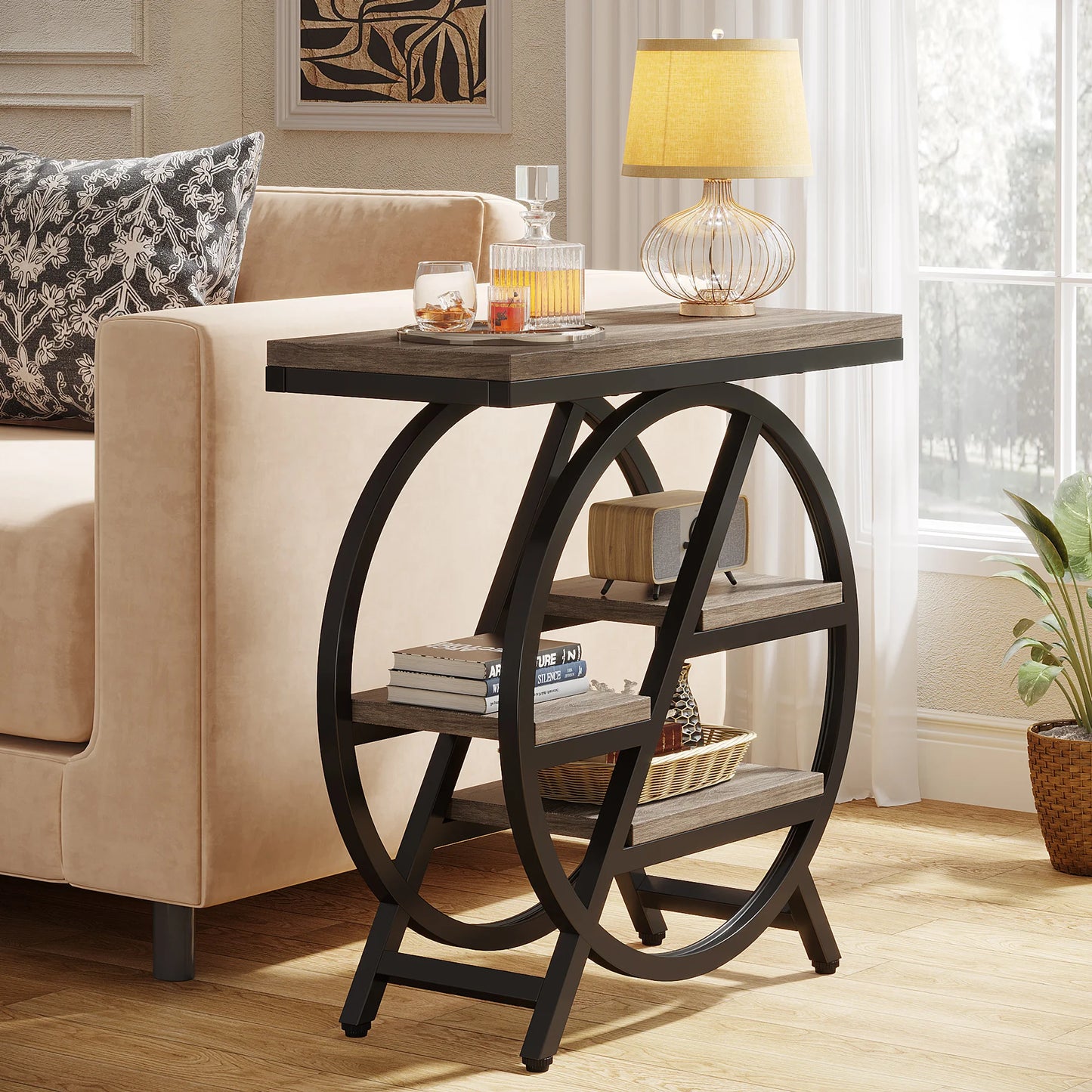 Tribesigns End Table for Living Room 3-Tier with Storage