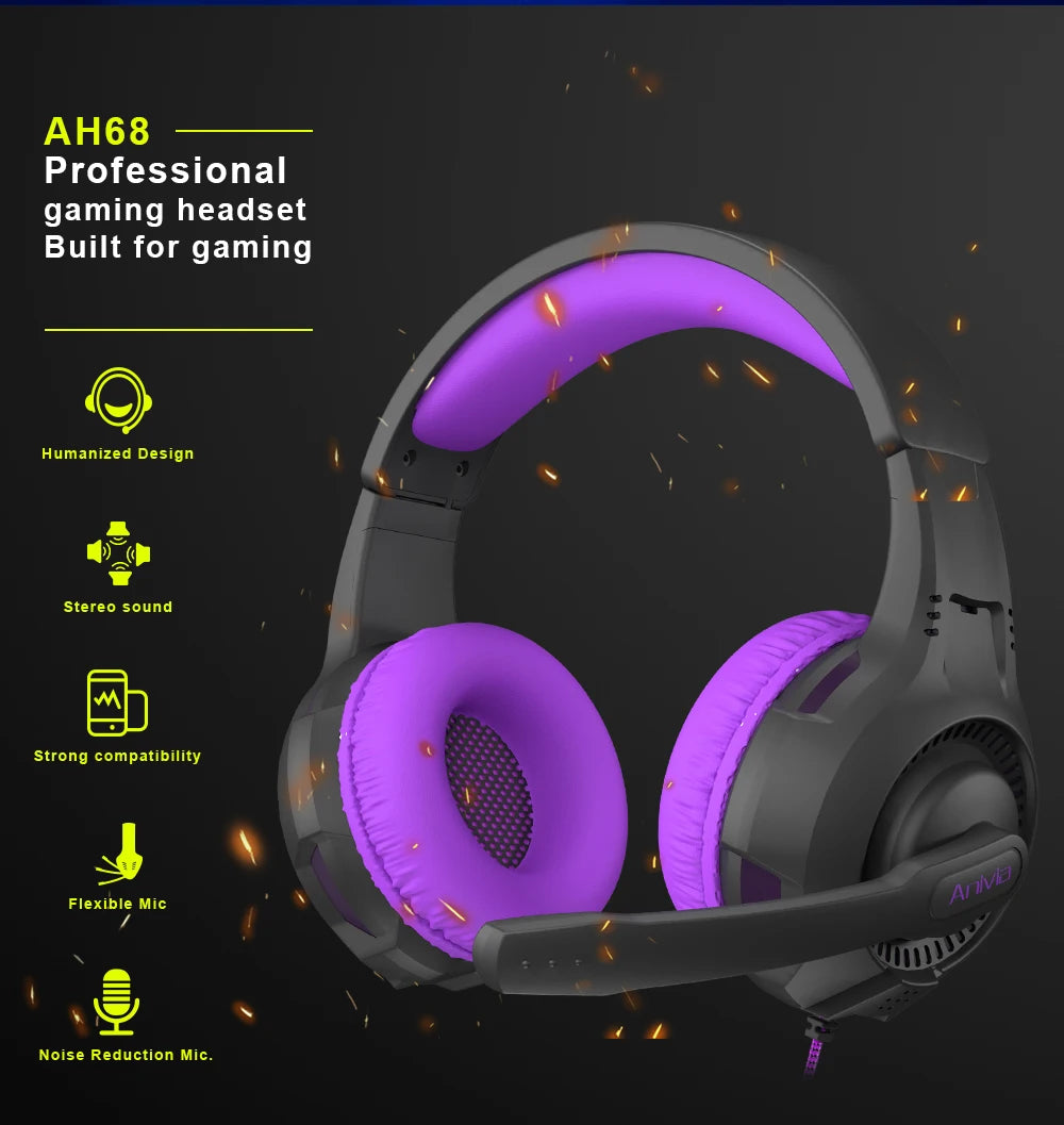 Wired Gaming Headset Mic For PC PS4 PS5 Xbox
