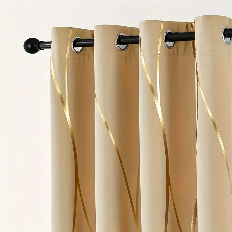 Golden Wave Circle Blackout Drapes with Grommets