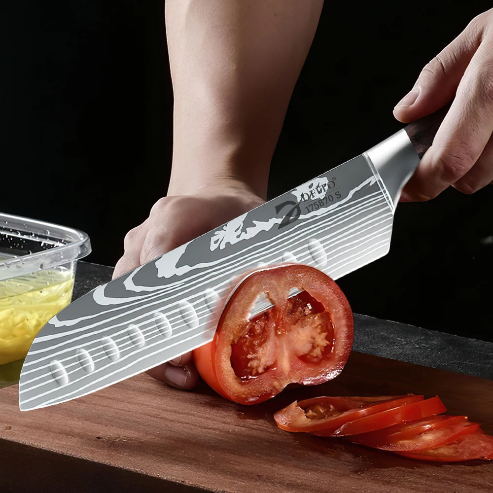 Kitchen Knife Set 7Cr17Mov Stainless Steel Chef Santoku Cleaver