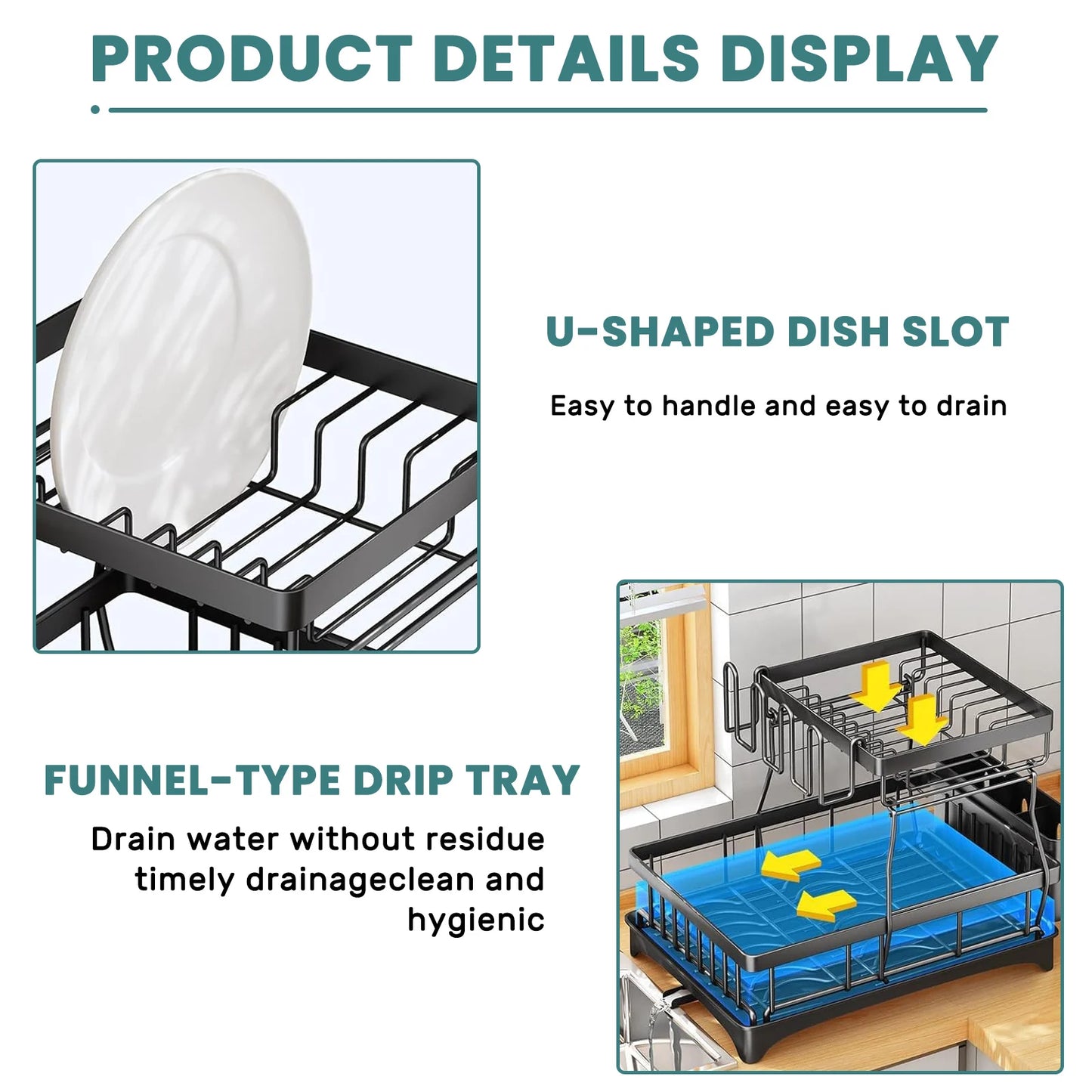 EZHomeEssentials Large 2 Tier Dish Drying Rack Countertop