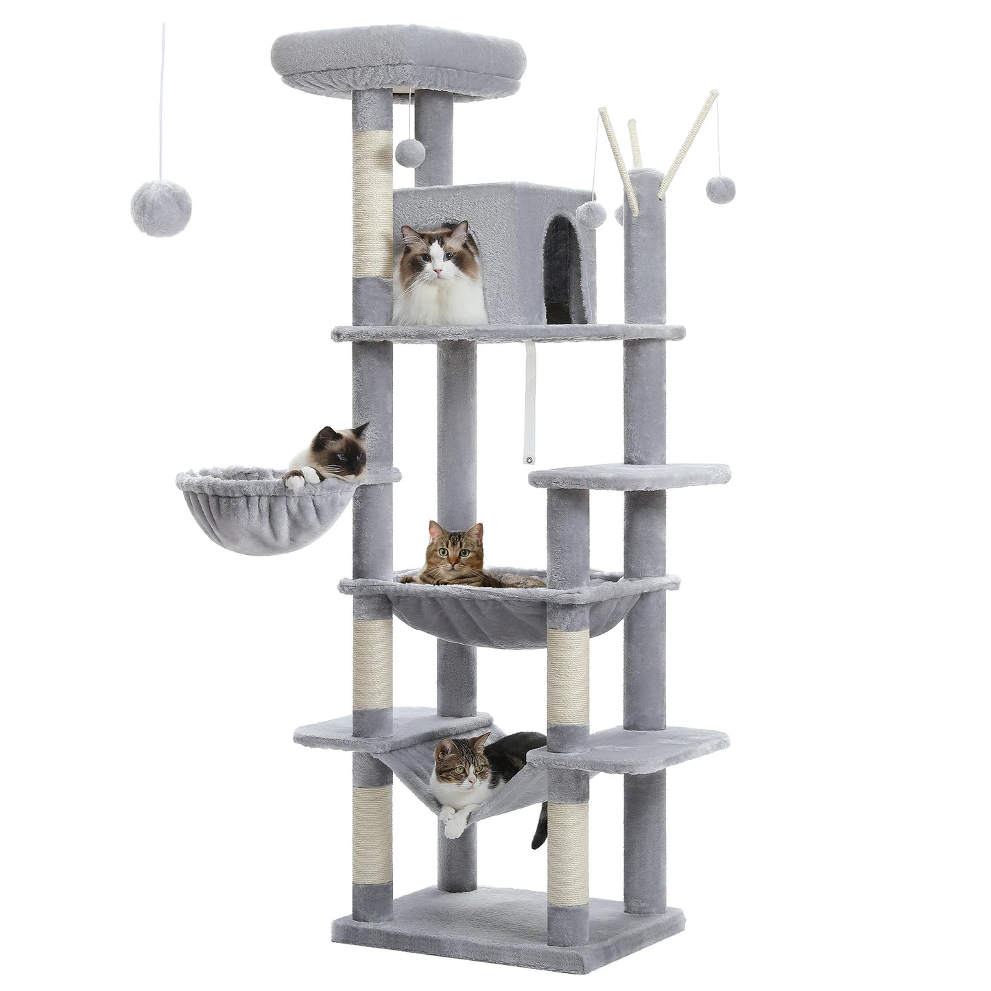 PAWZ Road Five Level Cat Tree Tower With Plush Condo Scratching Posts Boards