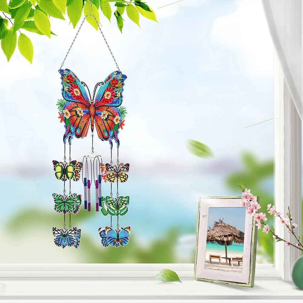 Form Diamond Painting Flower Butterflies Wind Chimes