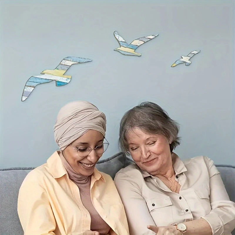 Hign Concerned Seagull Wall Decor 3 Piece Set Nautical