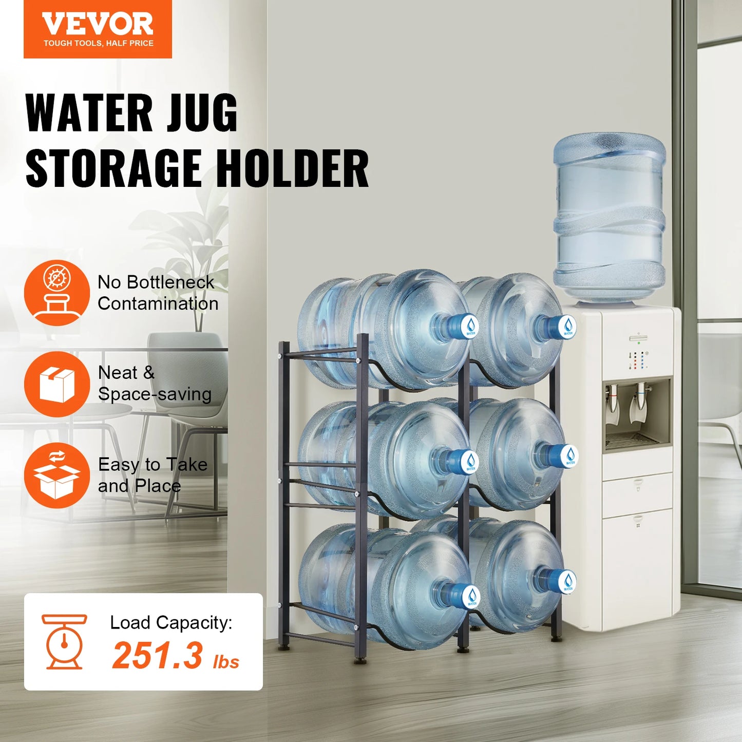 EZHomeEssentials 5 Tier Water Jug Holder Rack For Kitchen