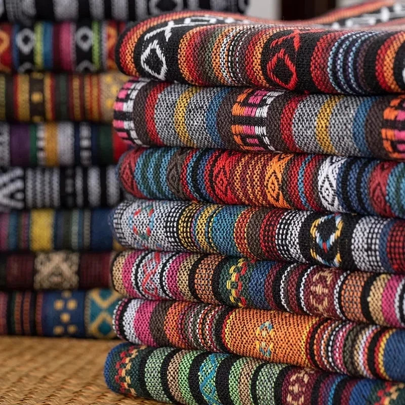 EZHomeEssentials Ethnic Style Cotton Linen Patchwork Fabric