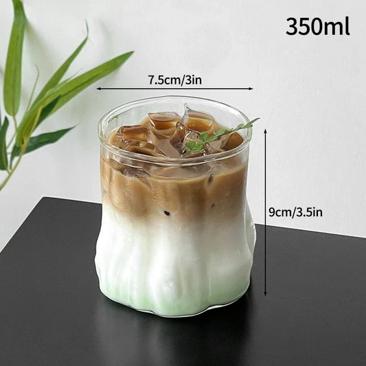 EZHomeEssentials Crystal Glass Aesthetic Cold Coffee Cups