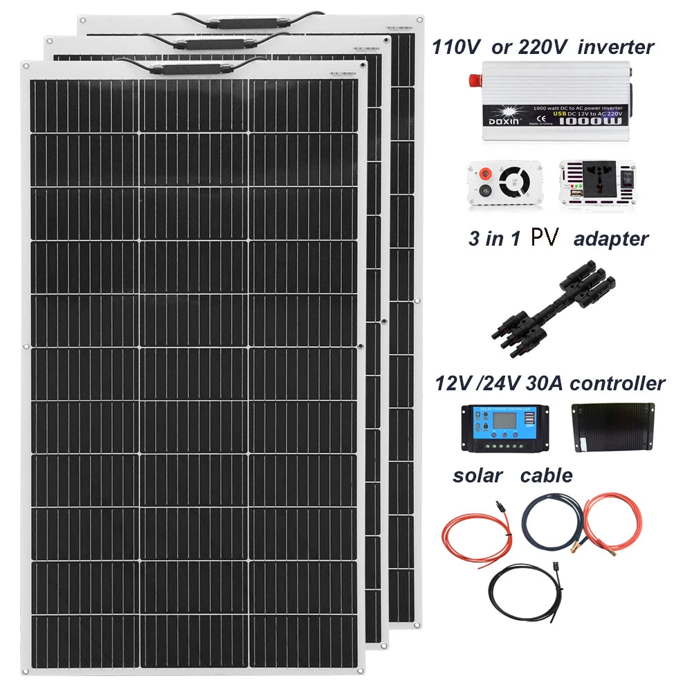 Xinpuguang 12V Solar Panel Off Grid Inverter Kit 120W