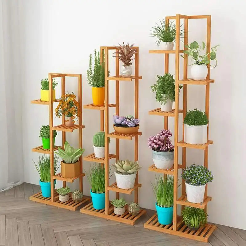 Bamboo 5 Tier Plant Stand Rack Indoor Outdoor